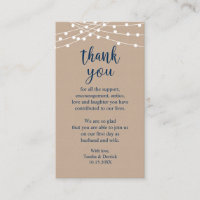 Wedding Thank you, Rustic String Lights Kraft Encl