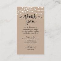 Wedding Thank you, Rustic String Lights Kraft
