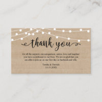 Wedding Thank you, Rustic String Lights Wood
