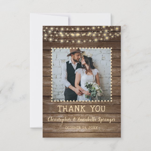 Wedding Thank You Rustic Wood String Lights (Front)