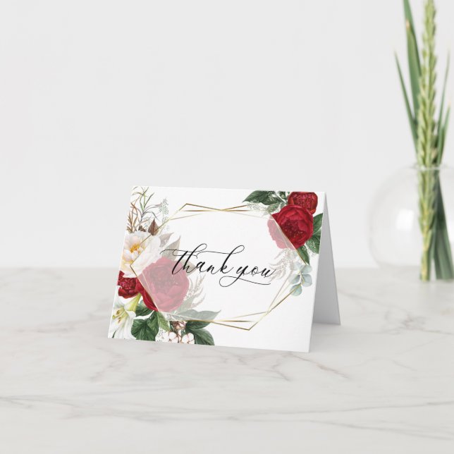 Wedding Thank You  | Scarlet Peony Floral (Front)