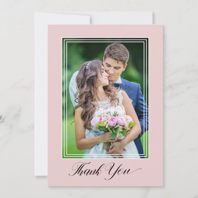Wedding Thank You Script 2 Photo Pink Thank You (Front)