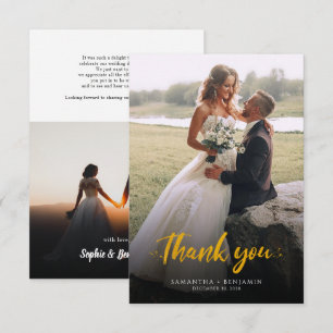Wedding Thank You Script Couple Photos Card