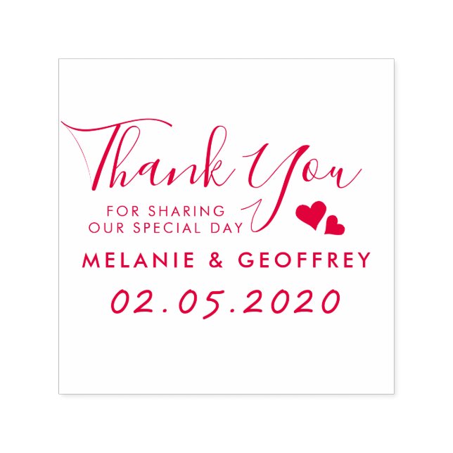 Wedding Thank You Script | Custom Names & Date Self-inking Stamp (Design)