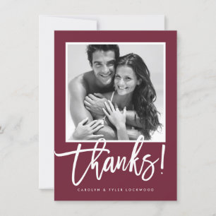 WEDDING THANK YOU simple calligraphy burgundy