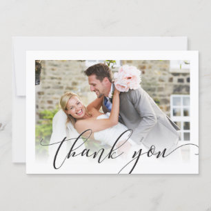 WEDDING THANK YOU simple overlay photo elegant Card