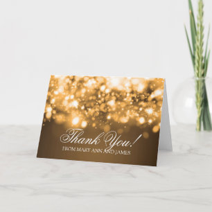 Wedding "Thank you" Sparkling Lights Gold Thank You Card