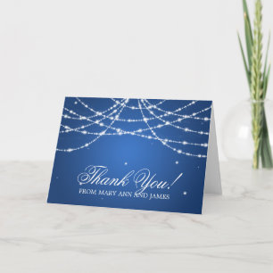 Wedding "Thank you" Sparkling String Blue Thank You Card