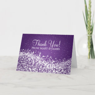 Wedding "Thank you" Sparkling Wave Purple Thank You Card