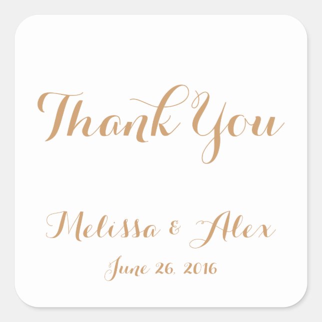 Wedding Thank You Square Sticker (Front)