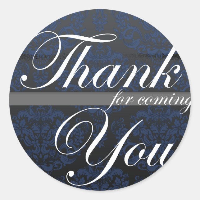 Wedding Thank you sticker - Dark Blue Metallic (Front)