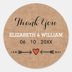 Wedding Thank You Sticker Pink Sweethearts Arrows