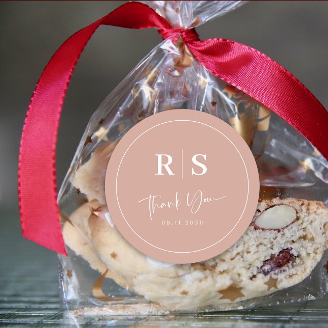 Wedding Thank You Sticker - Terracotta & Initials (Wedding Thank You Sticker - Terracotta & Initials Customize)
