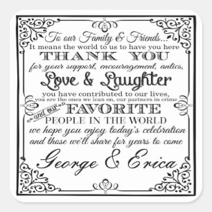 Wedding thank you stickers mr& mrs favour