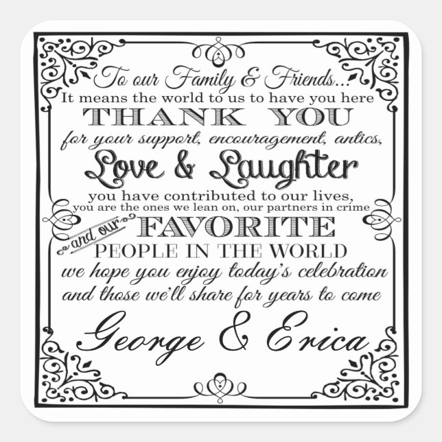 Wedding thank you stickers mr& mrs favour (Front)