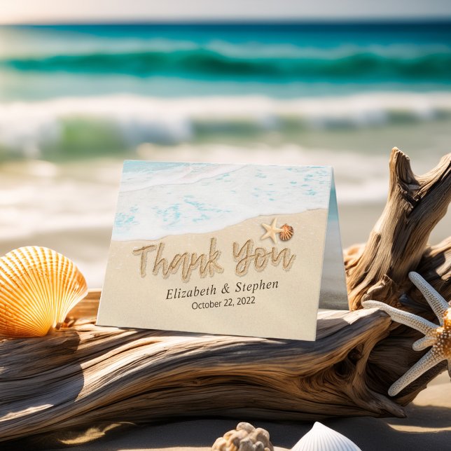 Wedding Thank You Summer Beach Starfish Seashell Card (Creator Uploaded)