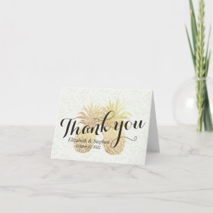Wedding Thank You Vintage Gold Pineapple Couple