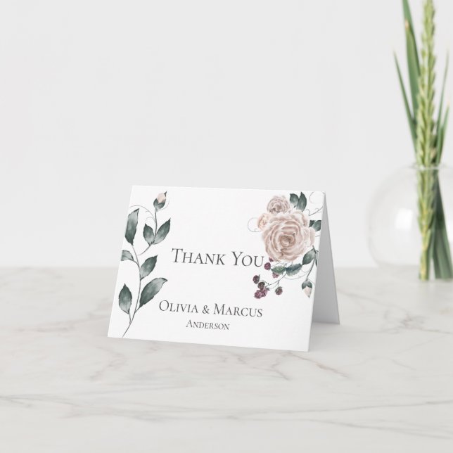 Wedding Thank You  |  Watercolor Dusty Rose Pink (Front)