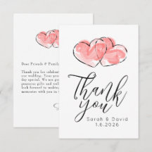 Wedding Thank You - Watercolor Pink Heart