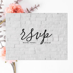 Wedding Thank You   White Marble Script Postcard