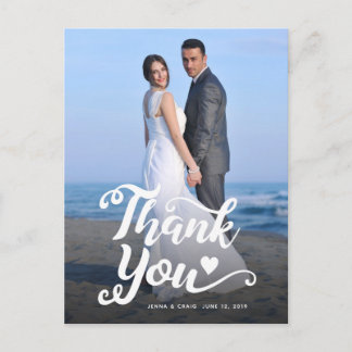 Wedding Thank You | White Script Over Photo Postcard