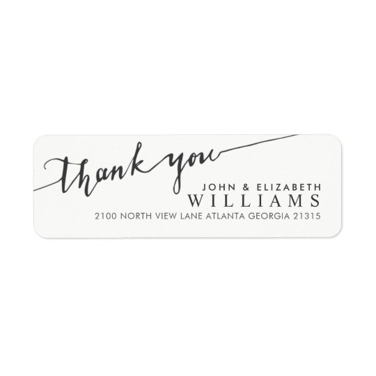 Wedding thanks Black Calligraphy | Return Address Return Address Label