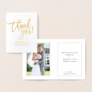 WEDDING THANKS newlywed modern minimal script Foil Card