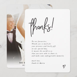 WEDDING THANKS photo handlettered modern message Invitation