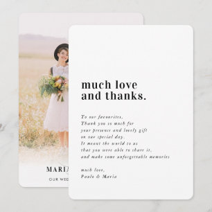 WEDDING THANKS photo simple serif modern message Invitation