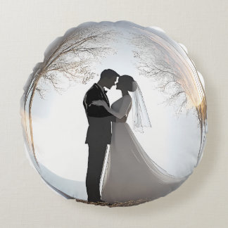 Wedding Theme Romantic Round Pillow