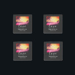 Wedding Theme Tropical Beach Sunset Watercolor Stone Magnets<br><div class="desc">Designed based on my watercolor painting a tropical sunset scenery. A beautiful sunset scene with glorious orange and yellow sky and the view of the sea, boats and headlands receding on the background with silhouette of coconut trees on the foreground. The design has texts on the lower side which can...</div>