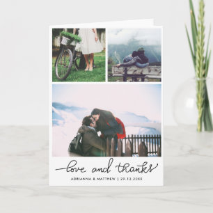 Wedding Three Photos Love And Script Thank You Card