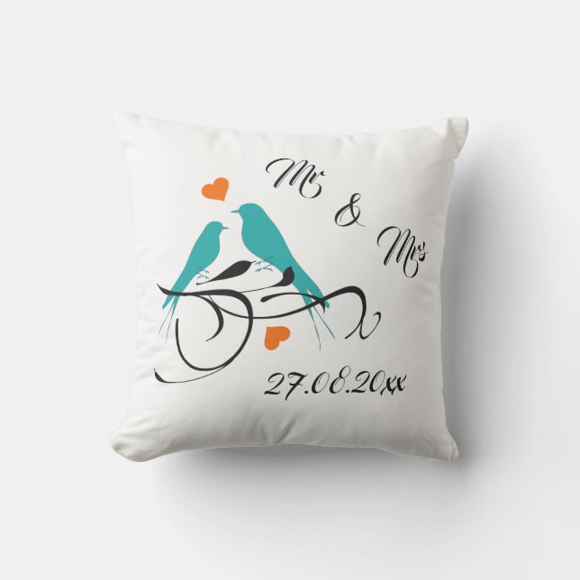 Wedding Throw Pillow Mr & Mrs (Front)