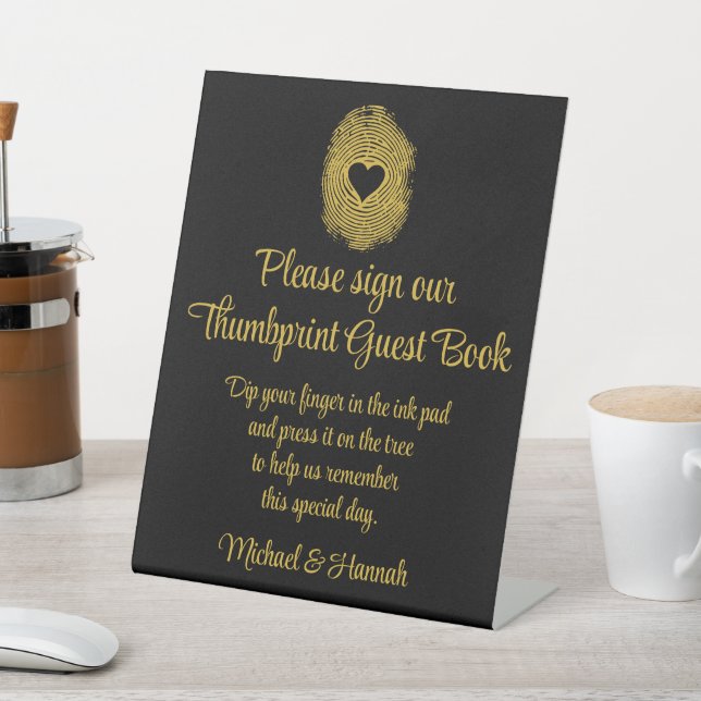 Wedding Thumbprint Guest Book for Reception Table Pedestal Sign (In SItu)