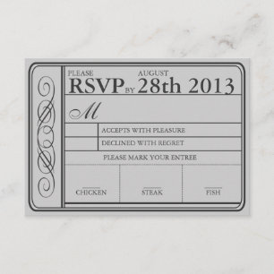 Wedding Ticket RSVP  II  Punchout Grey Card