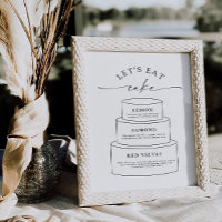 Wedding Tier Cake Layer Flavor Descriptions Sign