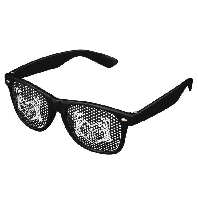 Wedding Til Death Do Us Part Black Retro Sunglasses (Angled)