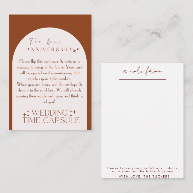 Wedding Time Capsule Custom Card and Envelope  (Front/Back)