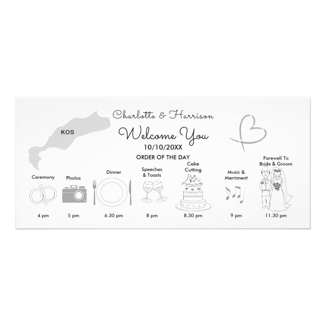 Wedding Time Line Program Cute Kos Destination (Front)