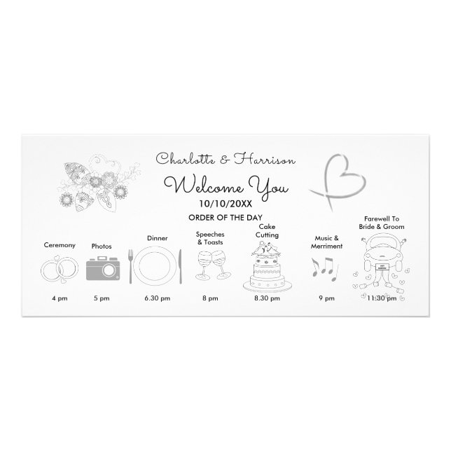 Wedding Time Line Program Hand Drawn Icons (Front)