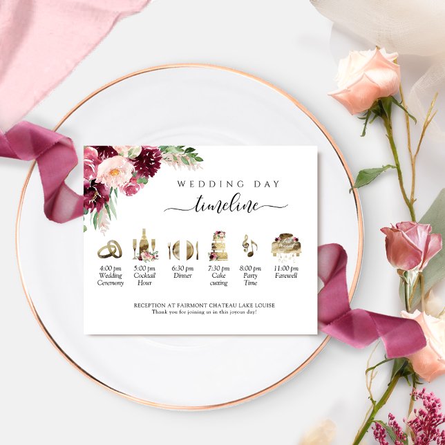 Wedding Timeline and Program Burgundy Blush Pink  (Creator Uploaded)