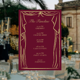 Wedding Timeline Illustrated Curtain Enclosure Card