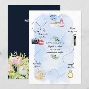Wedding Timeline of how we met Save The Date Invitation