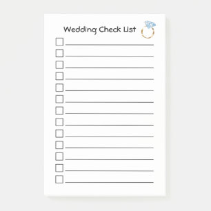 Wedding To Do Check List Diamond Ring Post-it Notes