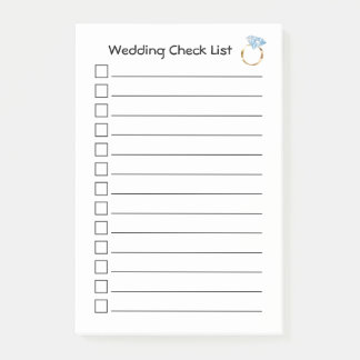 Wedding To Do Check List Diamond Ring Post-it Notes