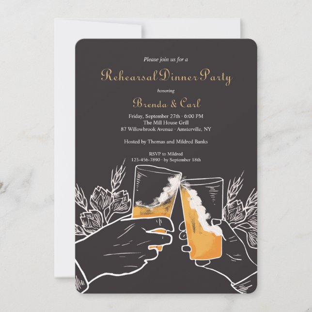 Wedding Toast Rehearsal Dinner Invitation (Front)