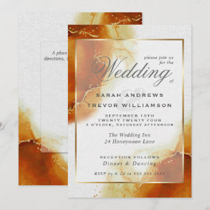 WEDDING   Topaz Gold Abstract Marble Invitation