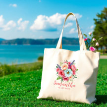 wedding tote bags bachelorette bride floral