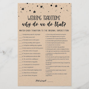 Wedding traditions game with Answers