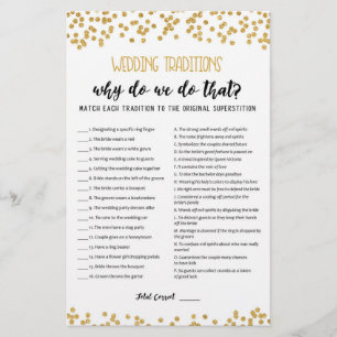 Wedding traditions game with Answers
